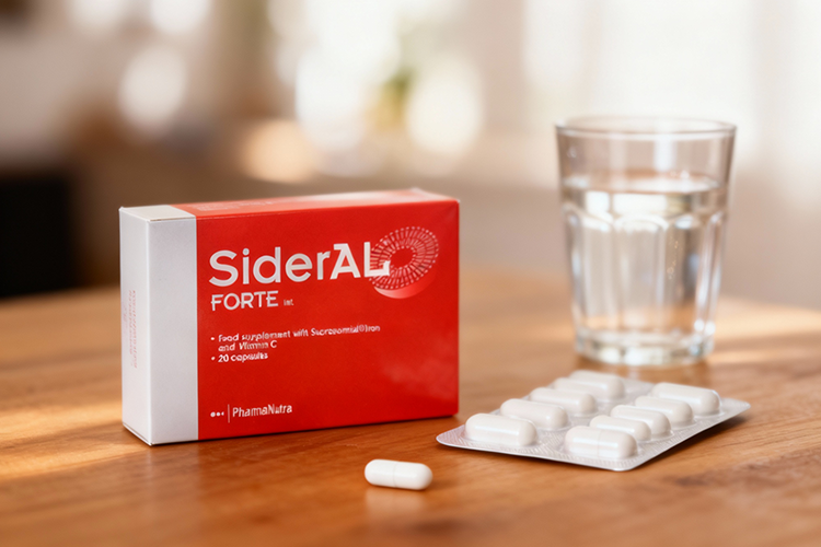 زمان مناسب مصرف کپسول سیدرال فورت - تصویر کپسول و لیوان آب